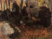 Carl Schuch Bemooste Felsblocke im Wald Sweden oil painting artist